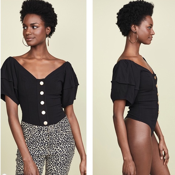 Free People Tops - Free People | Not Basic Black Thong Bodysuit